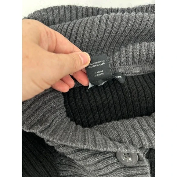 Y2K Goth Calvin Klein Ribbed Knit Hoodie Jacket Cyber Punk Sweater S - Picture 11 of 14